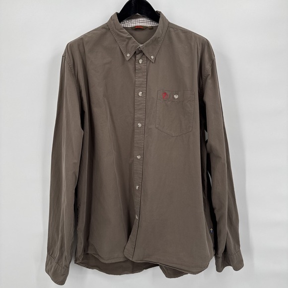 VFJALLRAVEN Shirt Size XXL Brown Coot Shirt button up outdoor Long Sleeve Cotton - Picture 1 of 10